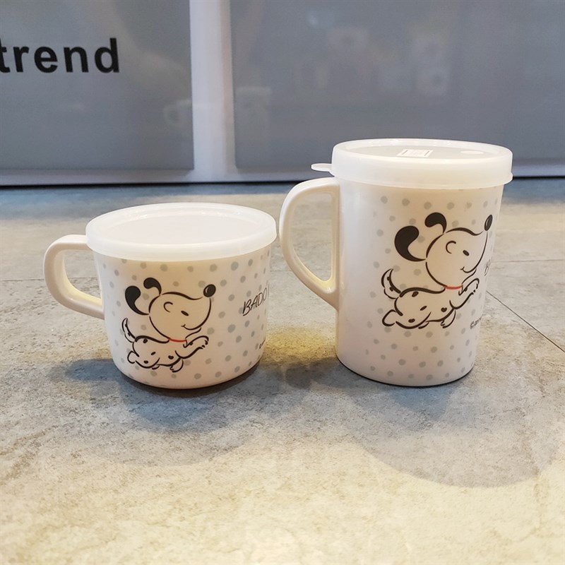 五和巴多狗单耳杯儿童防摔学饮水杯婴幼儿宝宝带手柄家用密胺餐具