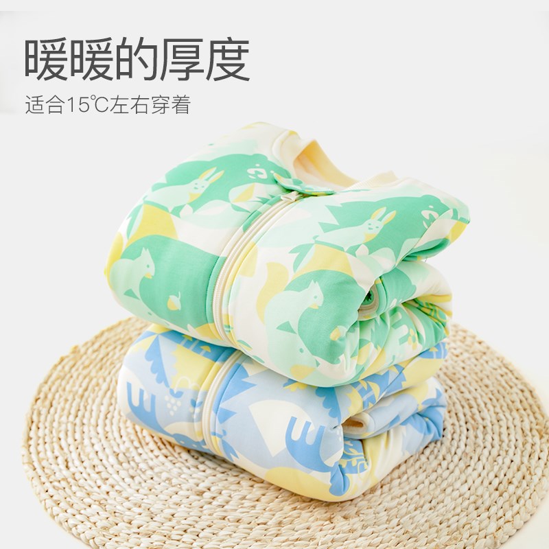 儿童睡袍法兰绒秋冬季加厚男女童家居服婴儿拉链睡袋保暖宝宝睡衣