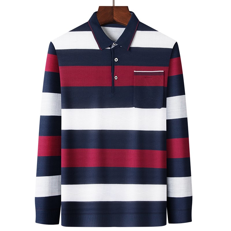 爸爸长袖T恤薄款中年男士春秋装打底衫中老年男装爷爷宽松上衣服