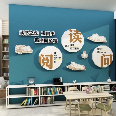 图书角绘本馆墙面布置自习览室书吧装饰班级文化阅读区教室环创贴