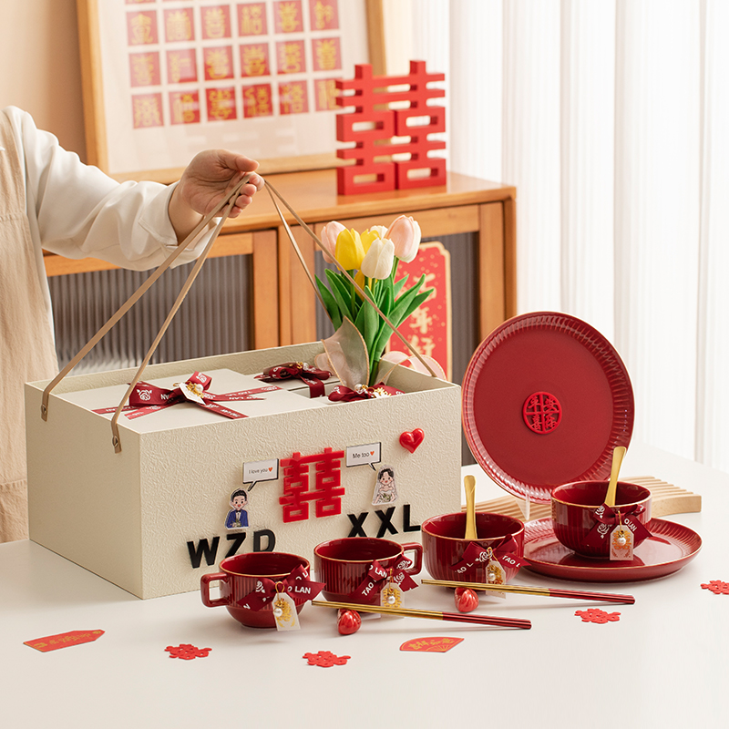 新婚礼物送新人闺蜜结婚陪嫁餐具乔迁新居订婚实用送新娘水杯礼品