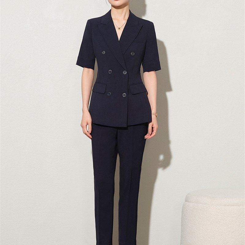 高端职业女装2025夏季单薄短袖正装优雅干练的经理工作服