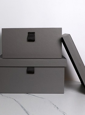 样板房收纳盒箱装饰摆件整理储物皮革衣柜衣帽间展厅陈列软装饰品