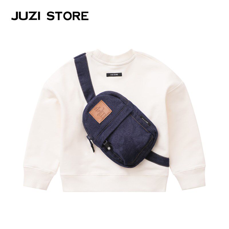 JUZI STORE童装针织牛仔挎包装饰上装套头衫卫衣男童女童1133002