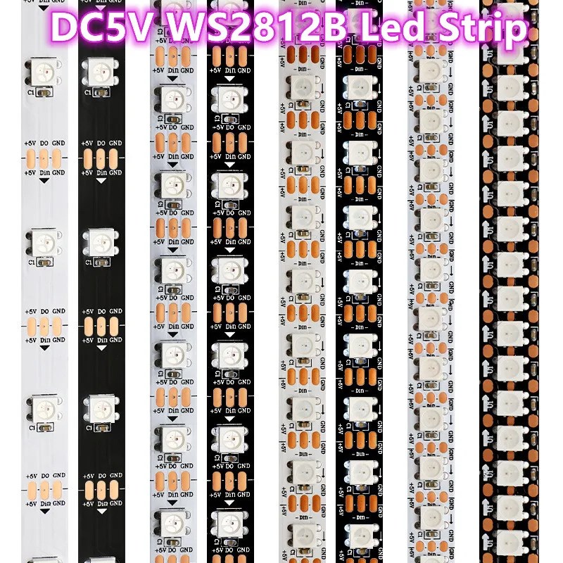 ws2812b幻彩LED灯带30珠裸板不防水跑马流水可编程全彩软灯条5V