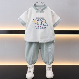 男童汉服套装2023新款男孩宝宝夏装中式短袖唐装小儿童中国风古装