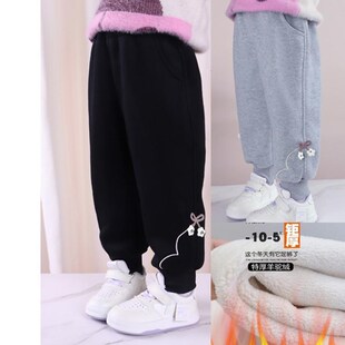 女童冬季加绒裤子儿童加厚一体绒洋气卫裤宝宝保暖外穿休闲冬裤