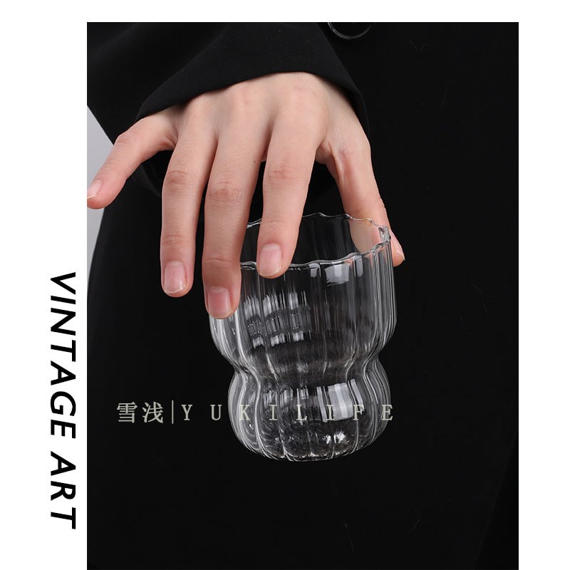 月束杯 江流宛转绕芳甸中古杯vintage日式竖纹酒杯牛奶杯水杯子