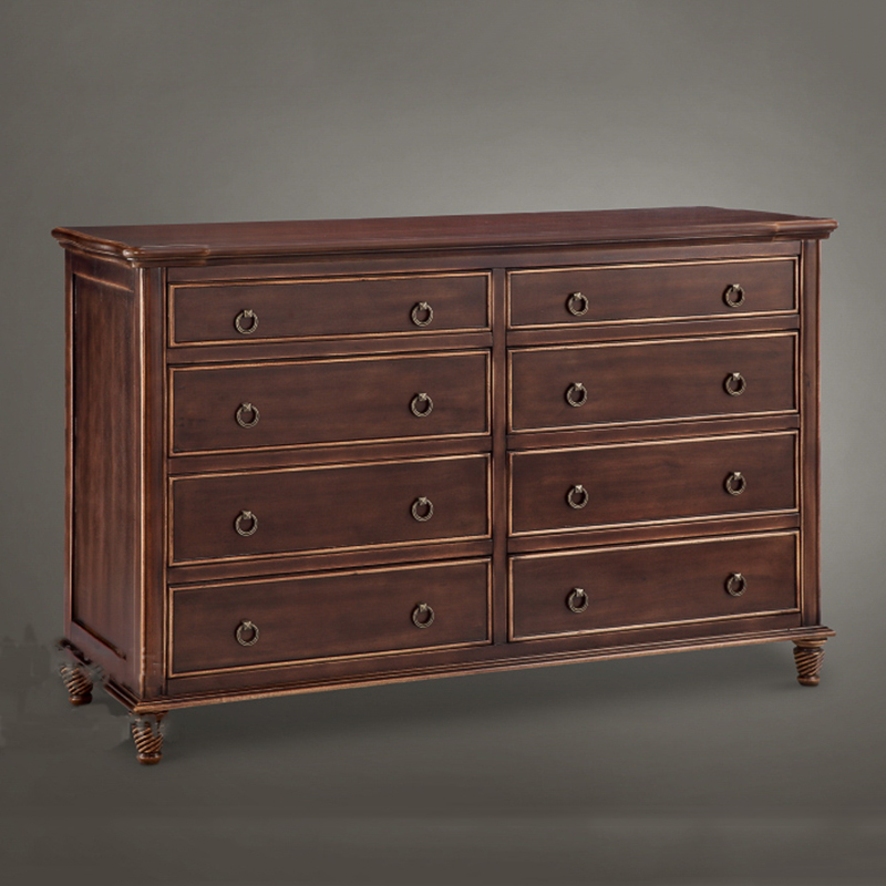 美式欧式家具实木雕花双人柱子软包布艺拉扣1.8米床多斗柜床头柜