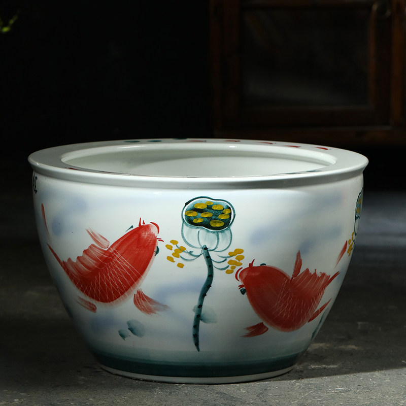 景德镇手绘特大号客厅陶瓷鱼缸养金鱼缸乌龟缸睡莲盆碗莲缸荷花缸,宠物/宠物食品及用品,底柜/落地缸,淘宝优惠券,粉丝福利购,淘宝优惠卷