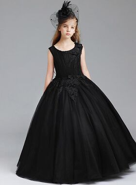 儿童合唱团主持人钢琴演出晚礼服女花童伴娘婚纱公主蓬蓬纱裙长款