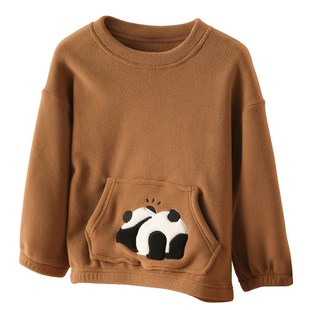 秋冬新款儿童家居服套装宽松摇粒绒男女童宝宝保暖外套裤子卡通潮