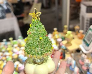 景德镇陶瓷底座圣诞树转琉璃可爱手工治愈摆件圣诞节桌面