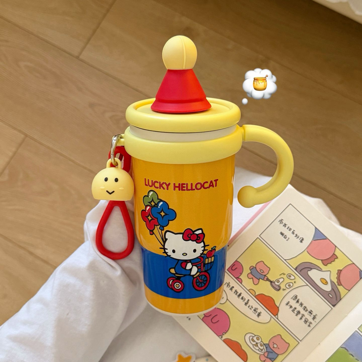 可爱豹纹卡通吸管杯学生保温杯新款2025豹纹KT水杯咖啡杯潮流