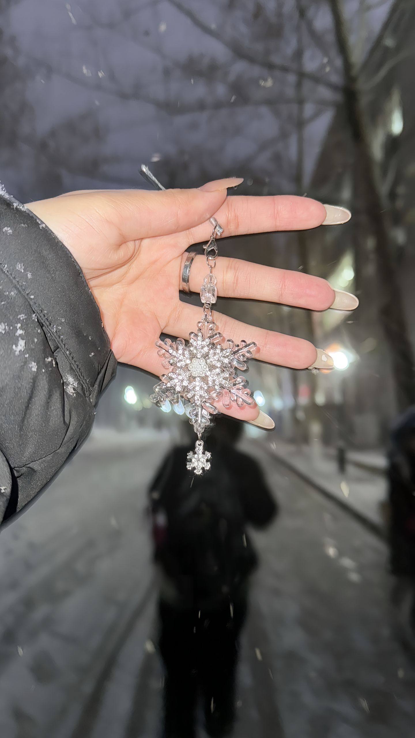 冬日雪花挂件手作串珠自制少女心手机链可爱手工挂件简