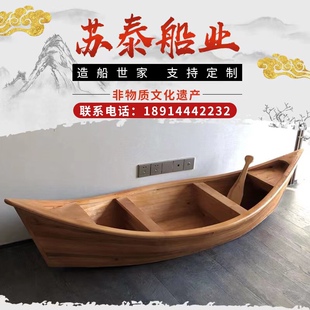 欧式 饰小木船景观花船舞台道具船公园手划船贡多拉 摄影实木水上装
