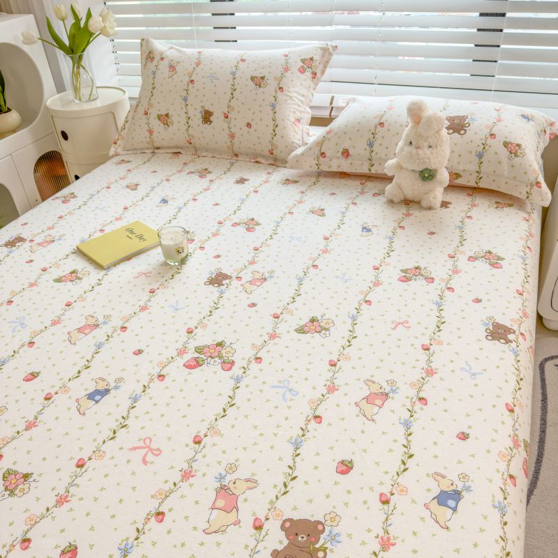 床单单件100全棉夏季碎花被单儿童宿舍单人床炕单三件套1.5米