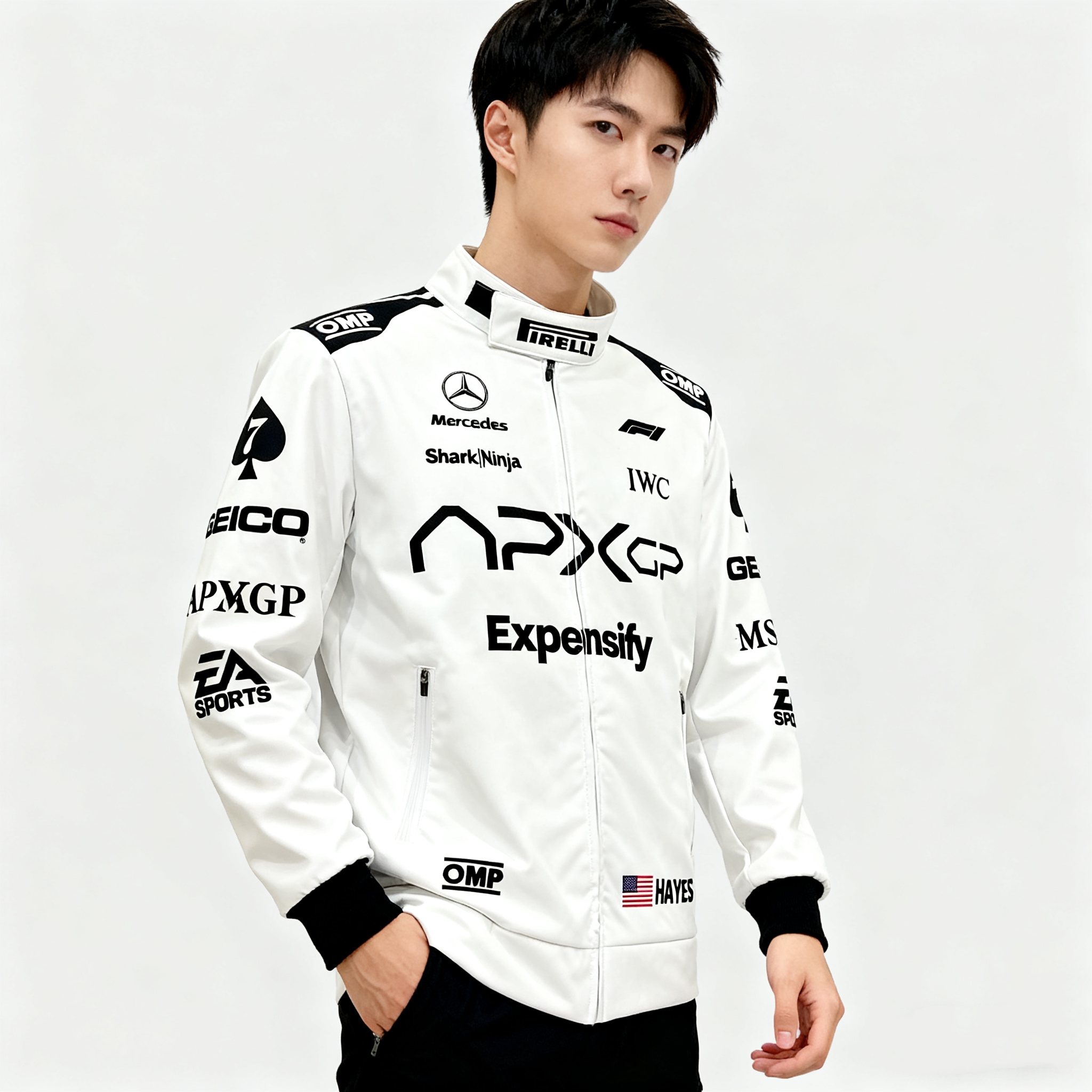 2025新款F1赛车服秋冬防水保暖外套立领夹克外套男外穿可定制衣服