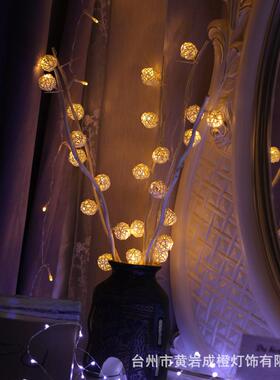 LED彩灯室内生日装饰氛围灯手工圆形藤球灯串圆球星星灯串