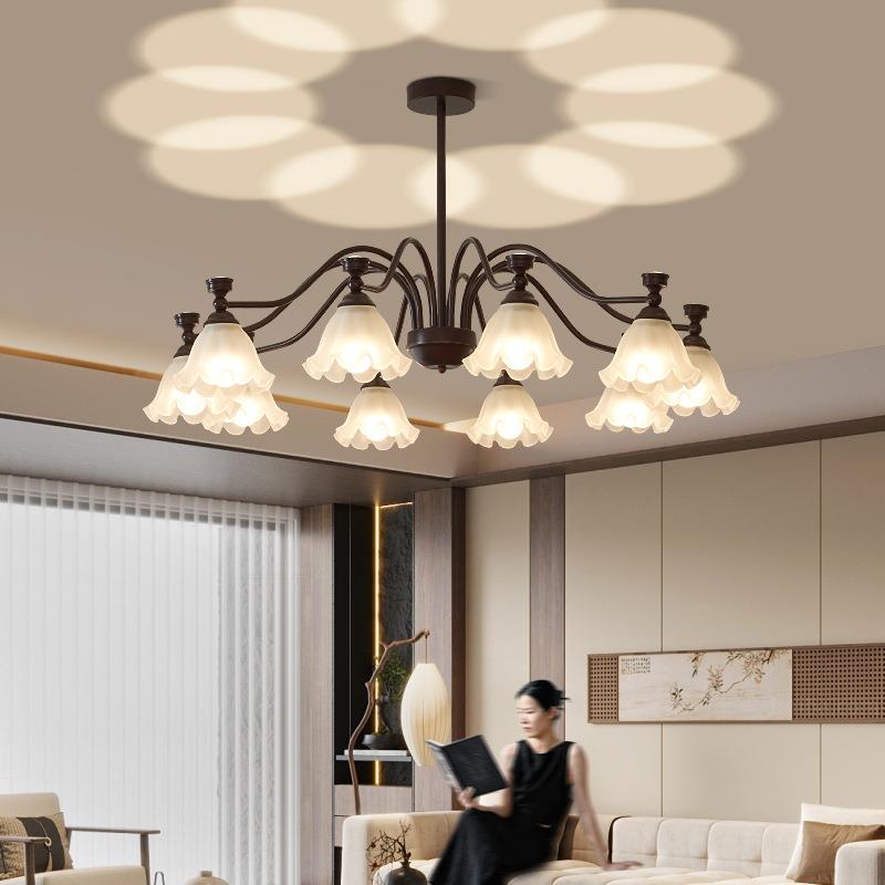 客厅吊灯法式田园乡村铃兰花朵灯现代简约大气家用玻璃大厅灯具