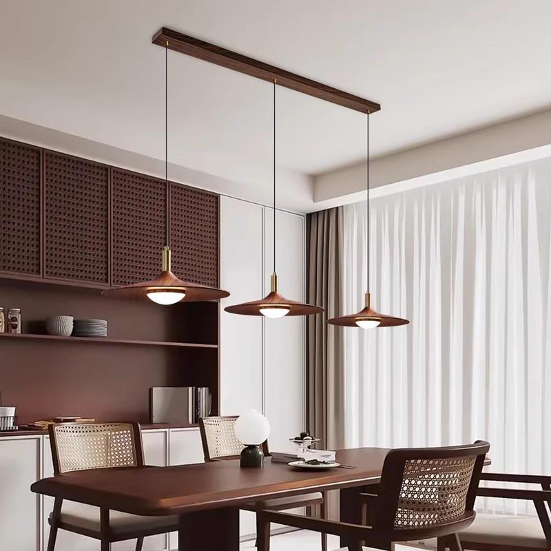 中古风餐厅吊灯复古飞碟吧台民宿日式侘寂胡桃木色卧茶室饭桌吊灯