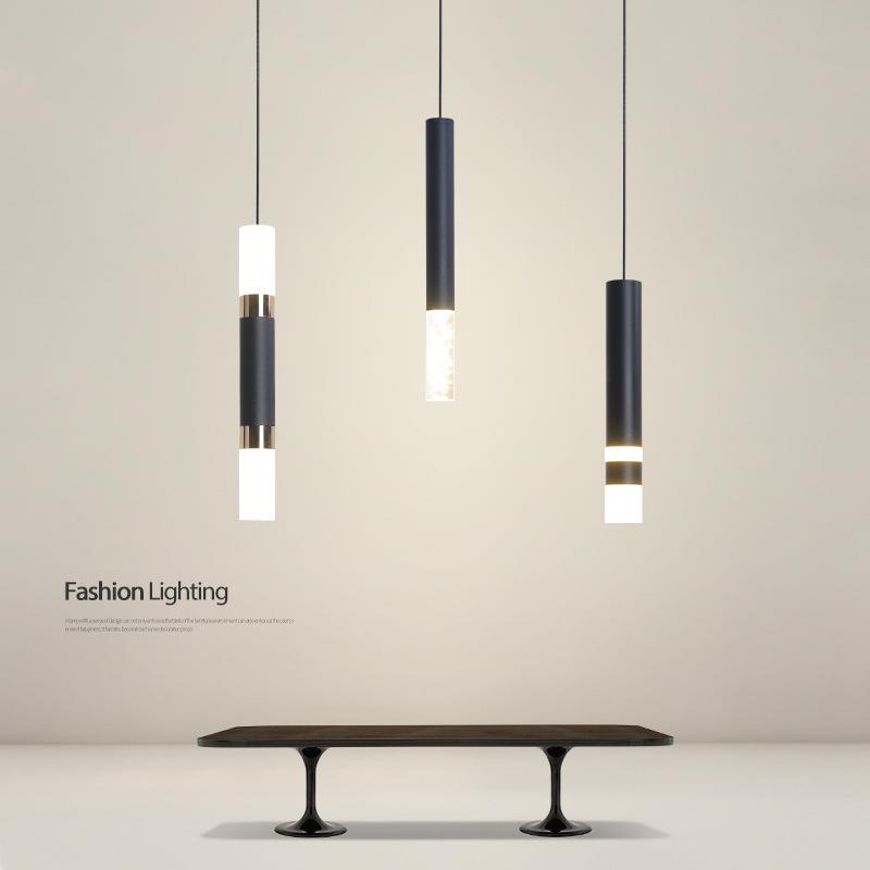 创意卧室床头吊灯极简餐厅灯现代简约黑色饭厅灯北欧线条吧台吊灯