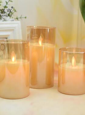10键遥控摇摆电镀玻璃LED电子蜡烛灯玻晃动无烟生日求爱引路庆典