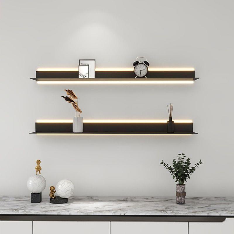 置物架手办摆台墙壁收纳架客厅小件展示架加厚碳钢壁挂式可加灯带