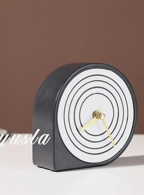 简约样板间儿童书房台钟时钟表摆件售楼部客厅座钟电视柜软装饰品