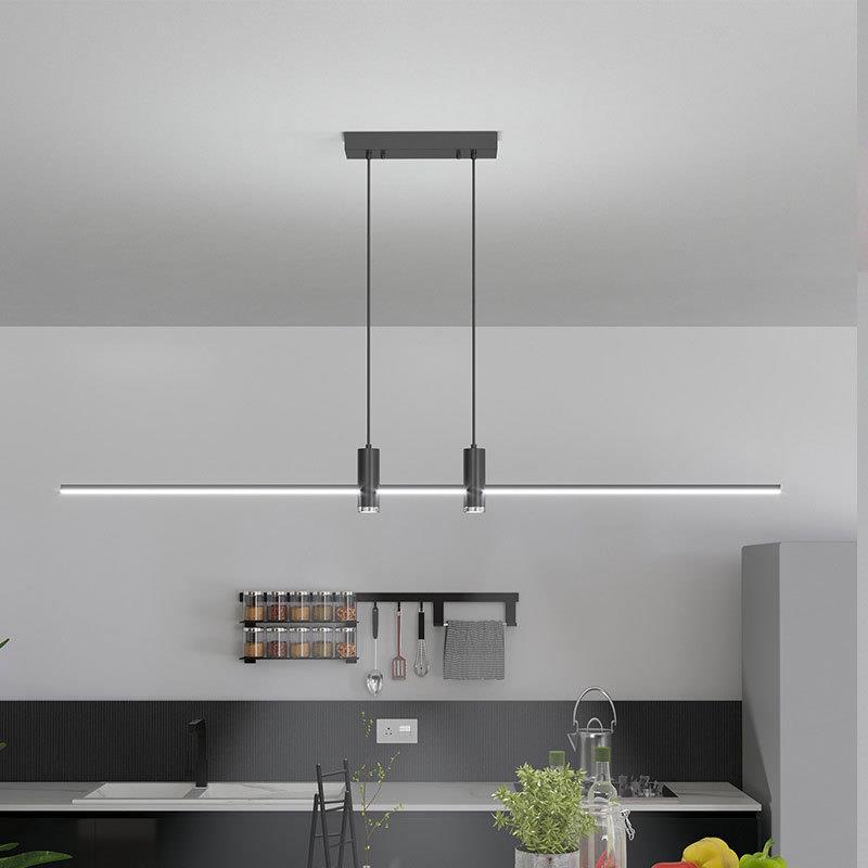 北欧餐厅吊灯极简一字长条灯现代简约吧台饭厅餐桌灯带射灯餐厅灯