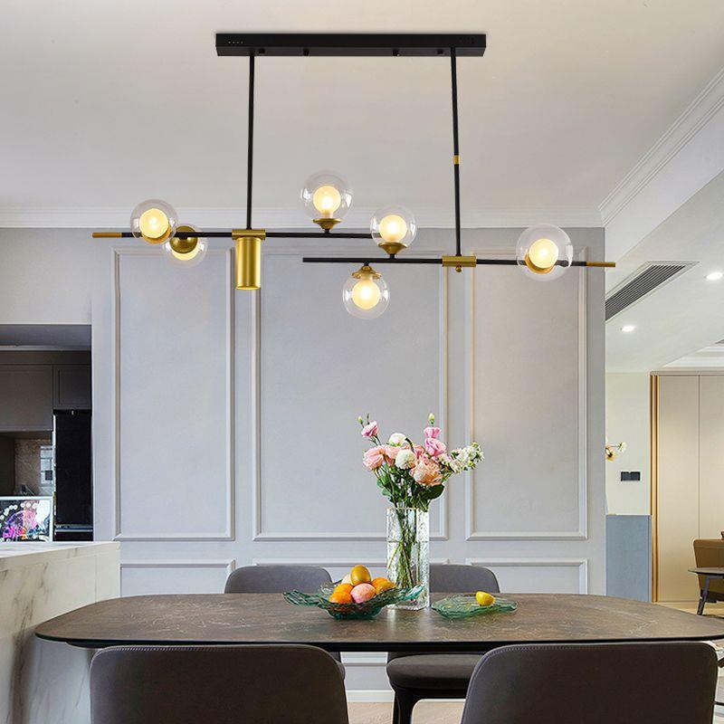 北欧玻璃圆球吊灯 后现代艺术客厅餐厅长条一字led魔豆分子吊灯