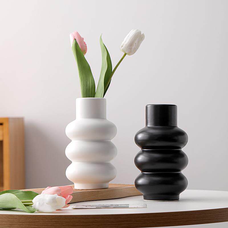 乐梦北欧ins异性圈圈陶瓷花瓶现代简约花器花盆酒店民宿装饰品