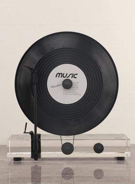 现代仿真立式黑胶唱片机留音机样板间电视柜茶几家居客厅饰品摆件