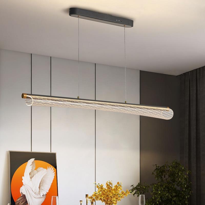 设计轻奢艺术创意前台一字长条吊灯办公室简约餐厅吧台小蛮腰灯具