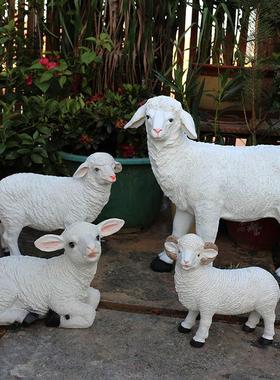 户外园林景观花园草坪装饰品仿真动物绵羊摆件小羊雕塑树脂工艺品