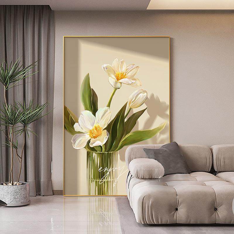 北欧现代客厅沙发背景墙装饰画花卉卧室落地画大幅入户玄关挂画风