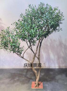 仿真橄榄树人造景观绿植庭院玄关装饰酒店商场室内摆件假树