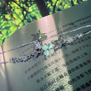 猫眼石气质学生闺蜜甜美手饰新款爆款幸运四叶草手链高级简约