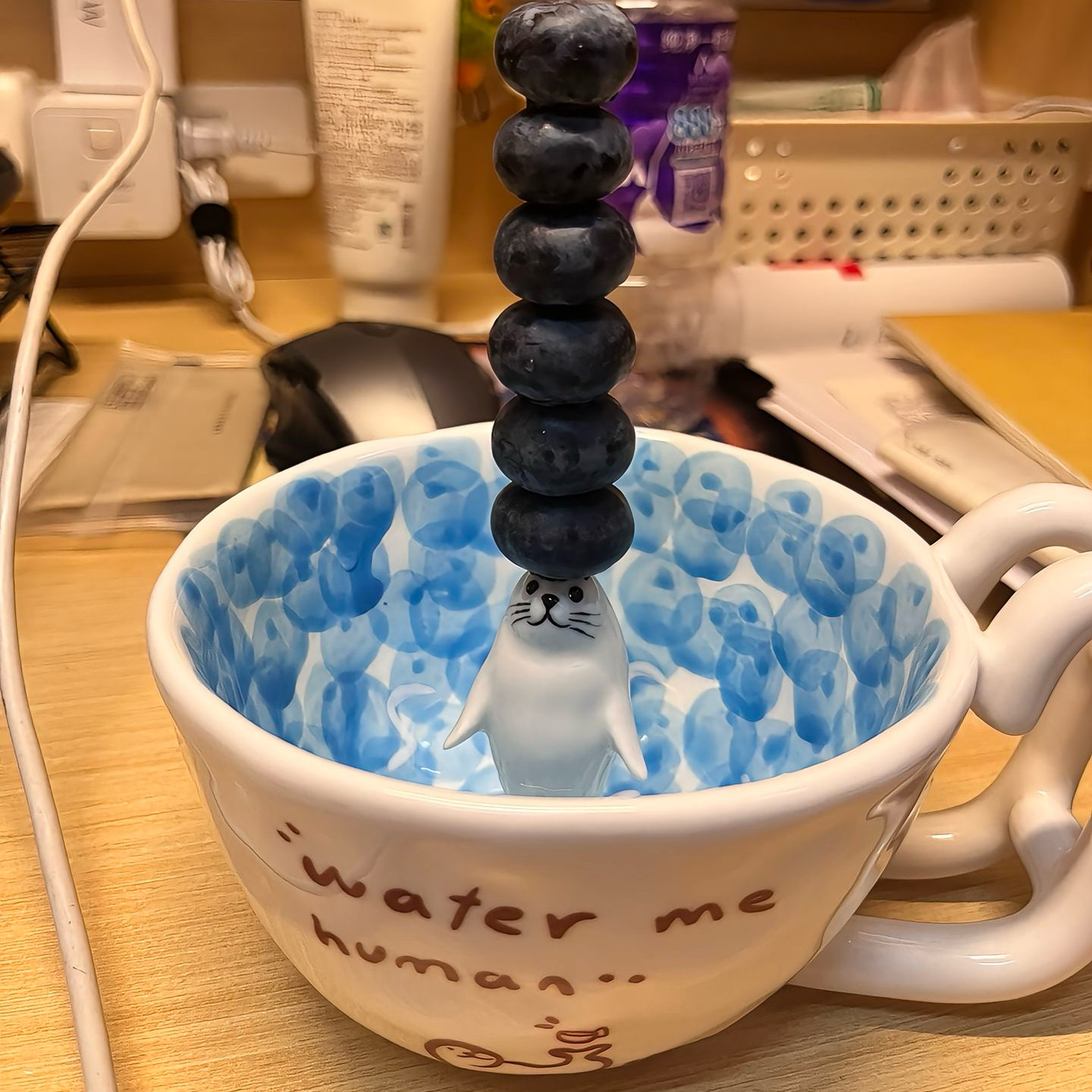 马克杯小动物2026超萌水杯广口陶瓷创意礼物泳池游泳的海豹