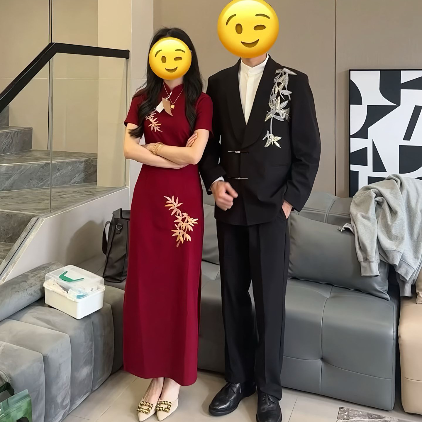 新中式国风复古红色旗袍改良连衣裙高级感正式场合端庄西装套装
