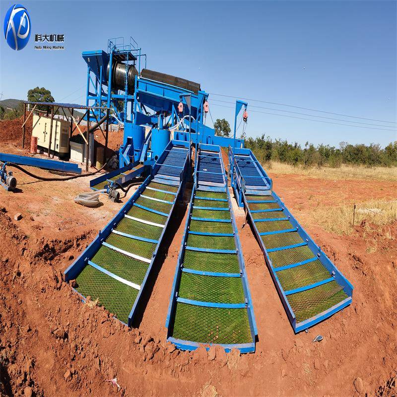 津巴韦移动式淘金设备 鼓机滚筒筛去泥选金 KD-100旱地动布溜槽选