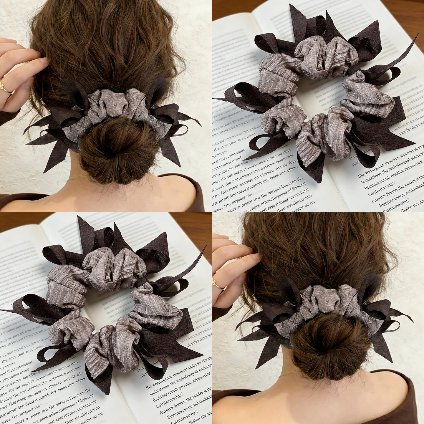 韩系蝴蝶结褶皱发圈女高级感洋气时尚丸子头发绳扎头发橡皮筋头绳,饰品/流行首饰/时尚饰品新,发饰,淘宝优惠券,粉丝福利购,淘宝优惠卷