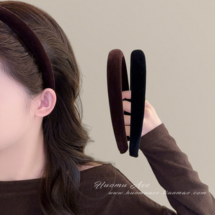 秋冬丝绒高颅顶发箍女款 显脸小头箍日常外戴压发发卡头饰 2025新款