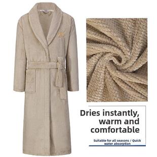 采购产品2025男士浴袍，吸水性快干四季中性浴巾，可穿戴夫妇睡衣