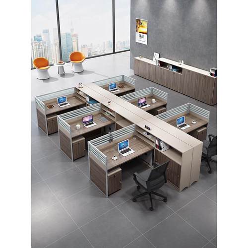 员工台简约现代办公家具4/6人工作台屏风台板桌椅组合百得盛