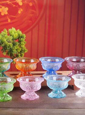 古法琉璃八吉祥圣水杯家用客厅佛前贡供杯观音净水杯家居摆件包邮