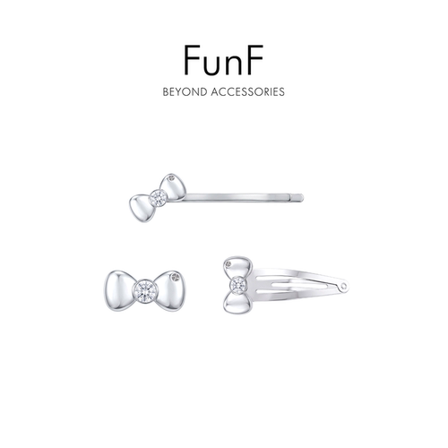 FunF/乐纷绮 杨c越同款晶钻蝴蝶结边夹迷你碎发夹侧边夹刘海夹