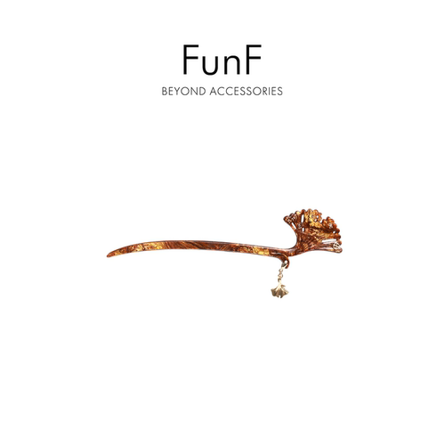 FunF/乐纷绮 新中式简约醋酸发簪 慵懒风盘发发钗发饰 银杏发簪