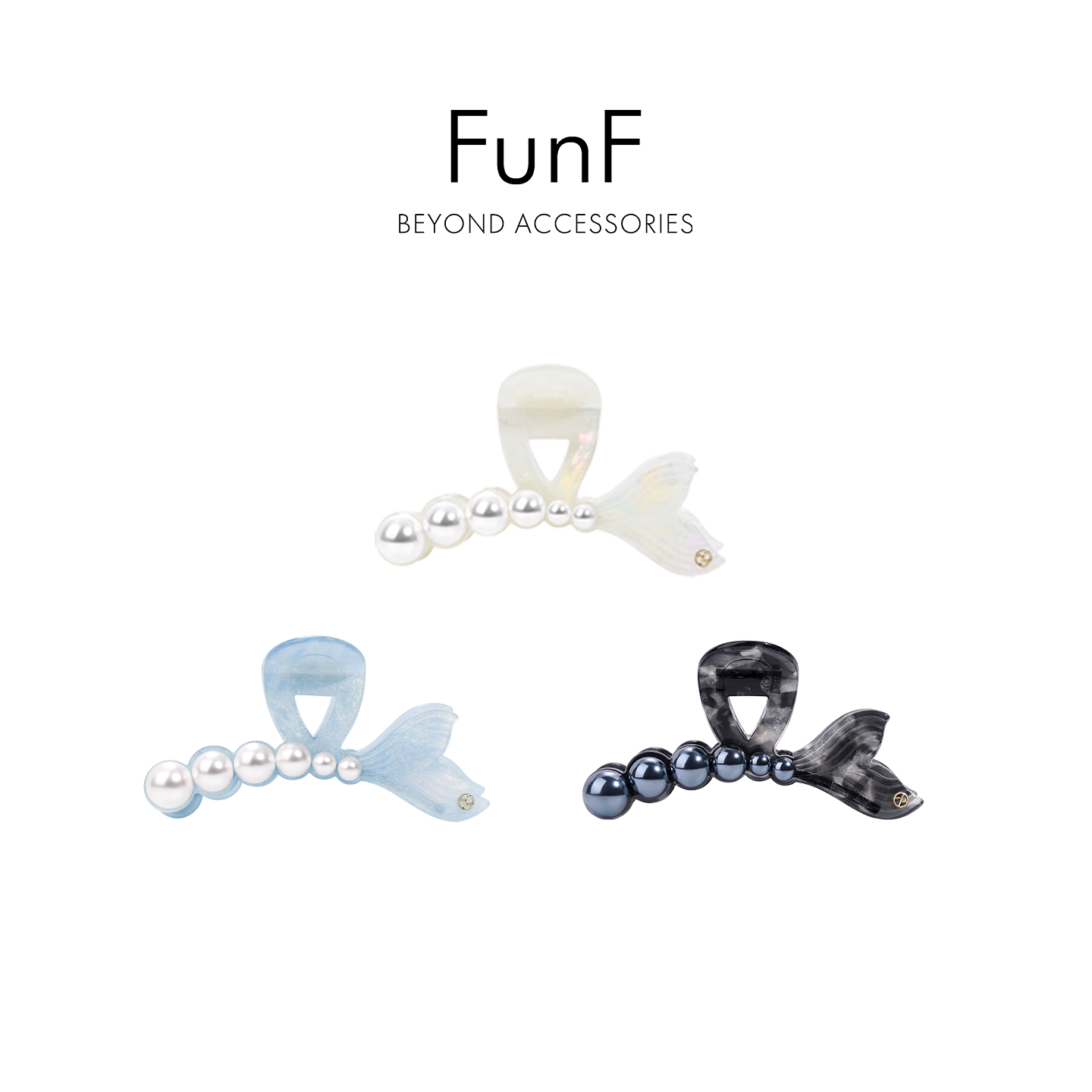 FunF/乐纷绮 海洋系人鱼姬法式优雅醋酸抓夹发饰鱼尾抓夹人鱼信笺
