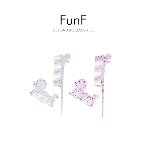 FunF/乐纷绮不伤头皮醋酸密齿发梳网红爆款小狗日记·水晶梳子